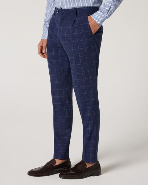 Pleated Slim Stretch Pleated Check Tailored Pant